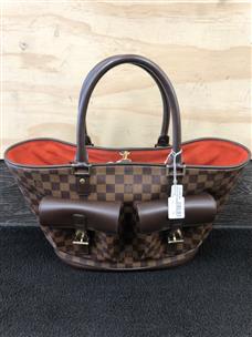 LOUIS VUITTON Reggia Damier Ebene Shoulder Bag Brown